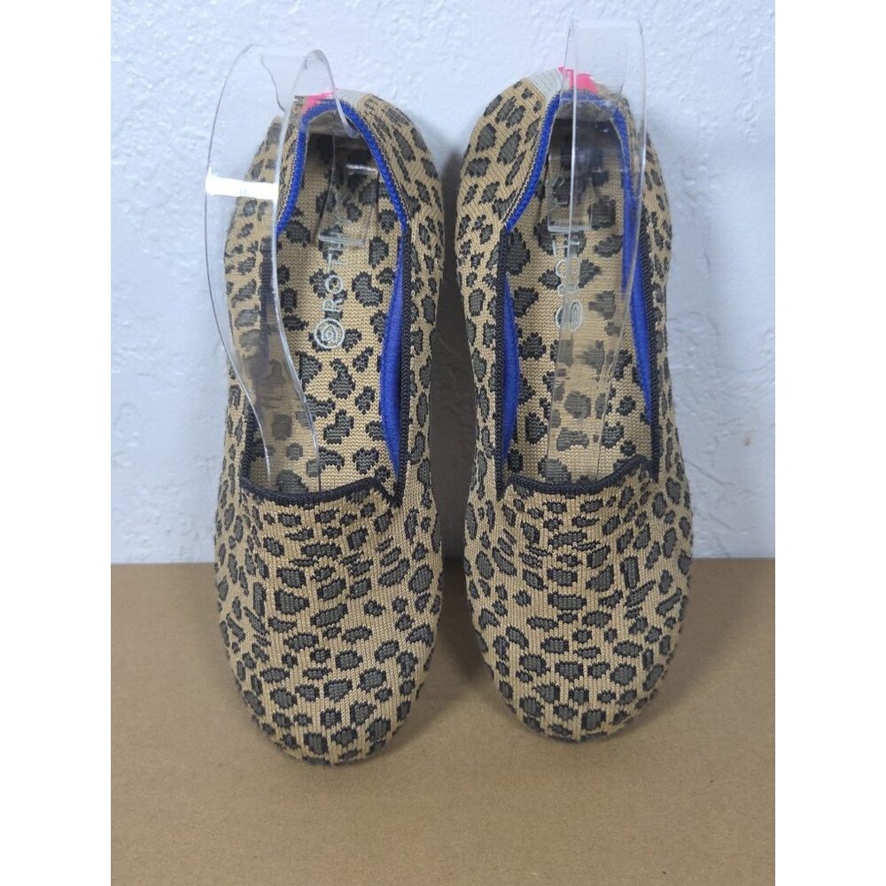 Rothy's Flats Girls 4 Leopard Print Knit Slip On Shoes Animal Ballet